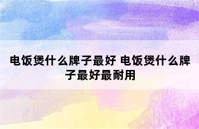 电饭煲什么牌子最好 电饭煲什么牌子最好最耐用